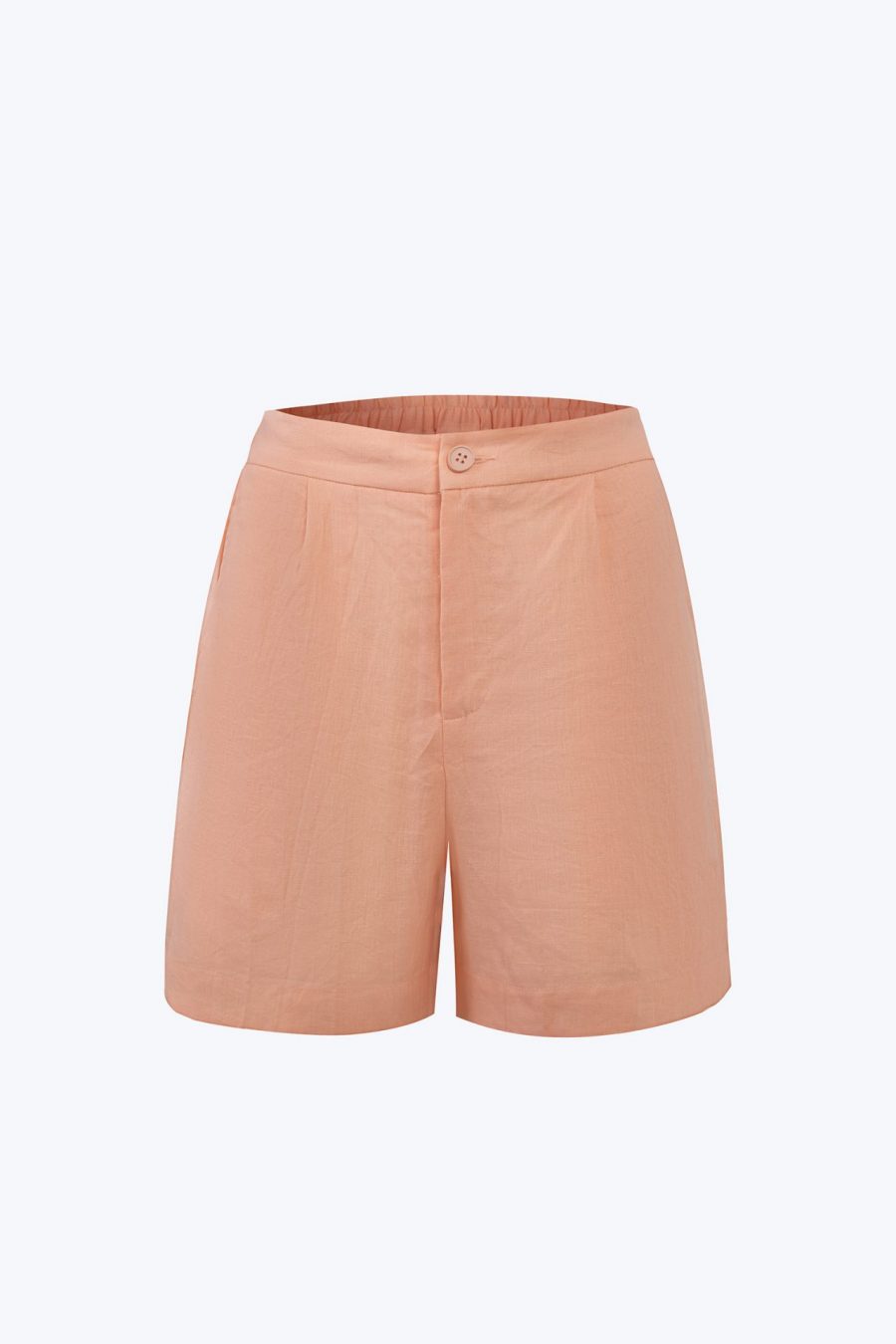 CPS000312A LINEN PLEATED SHORTS LIGHT SALMON