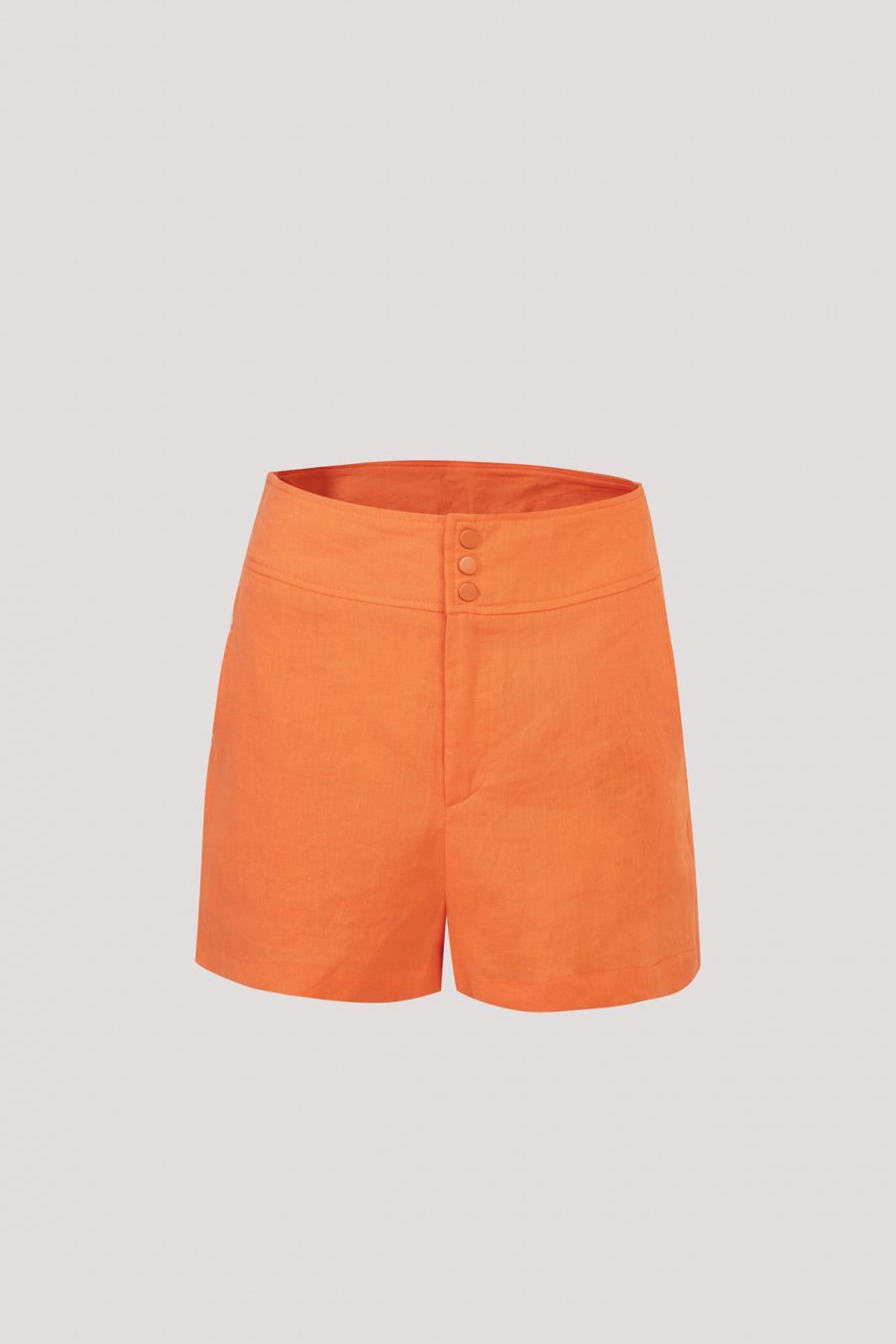 CPS000737A LINEN FRONT FLY SHORTS TANGERINE