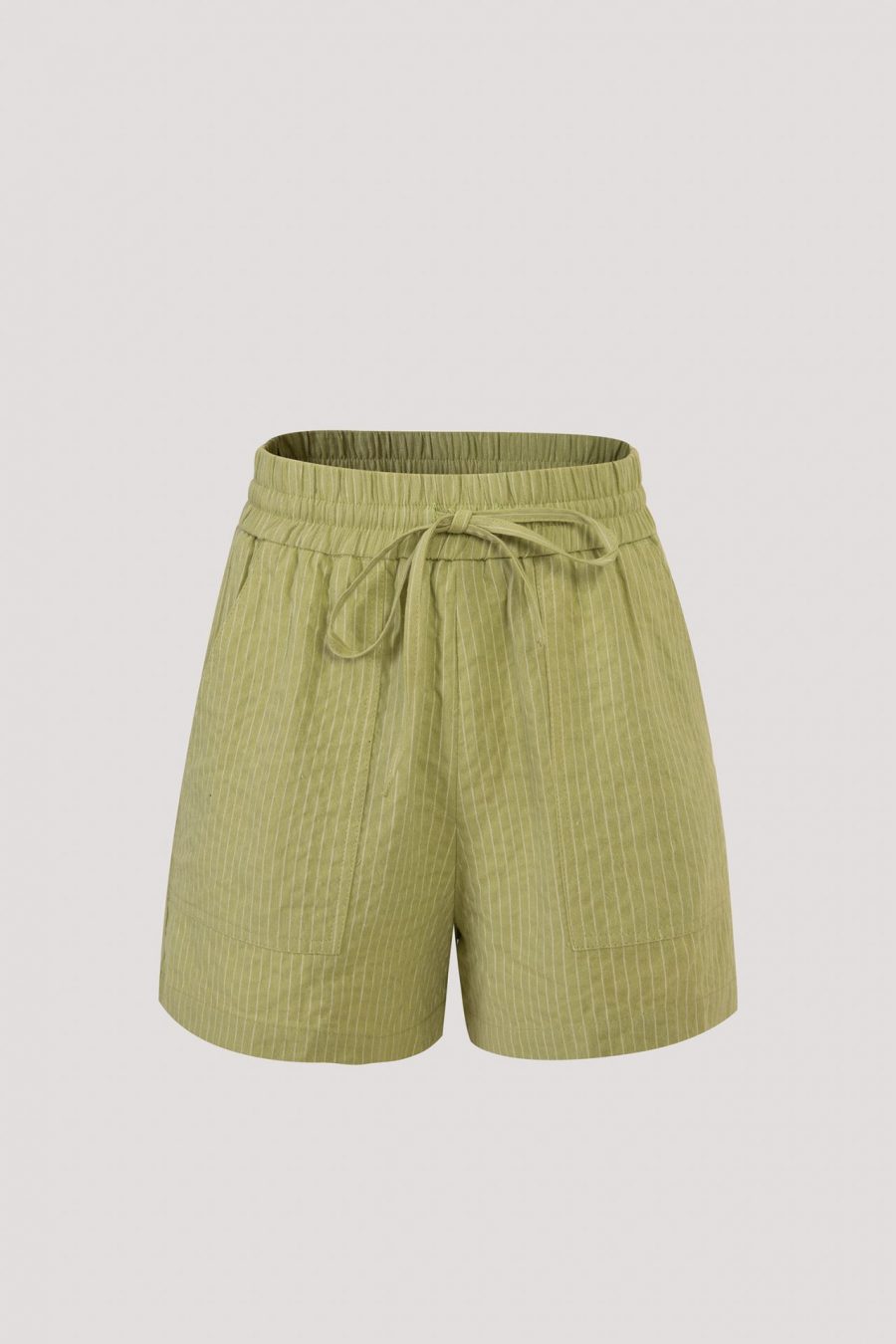 CPS000775A COTTON STRIPED PULL UP SHORTS APPLE GREEN STRIPES
