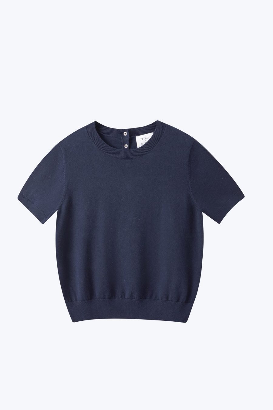 WK000044S Knit Reg Ss Top With Back Neck Buttons NAVY