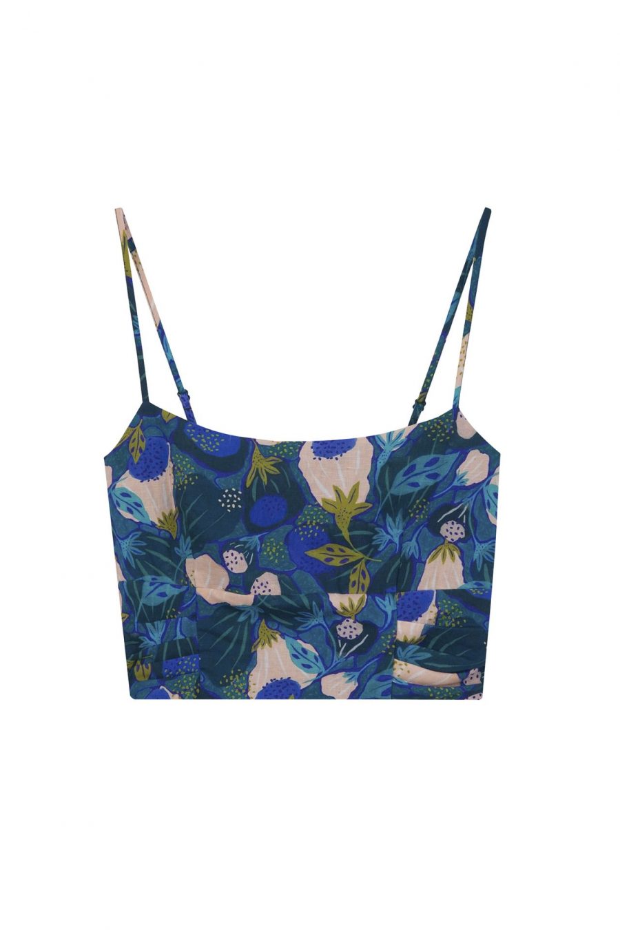 CBV001086W FLORAL CROPPED TOP FLORAL BLUE