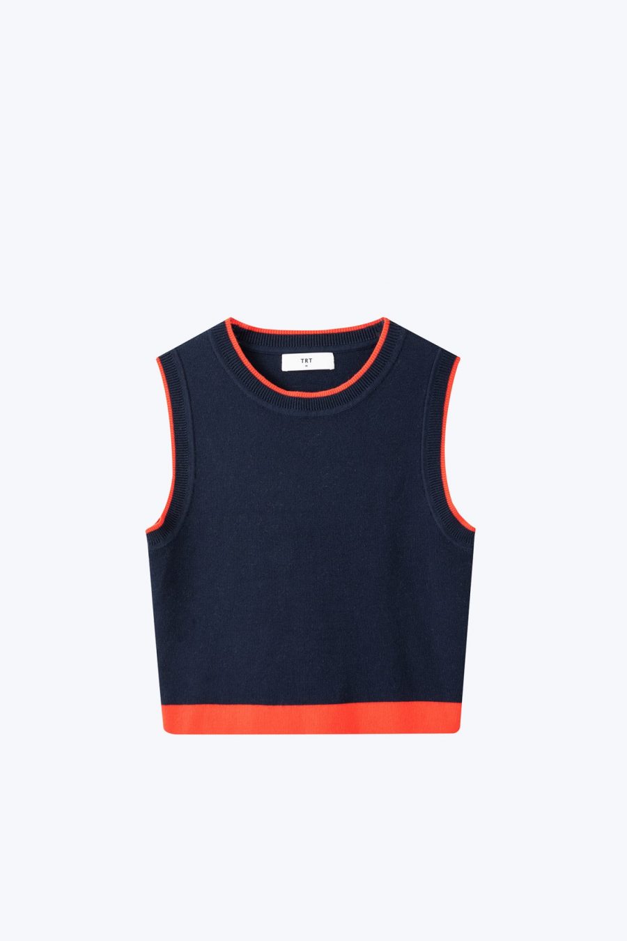 CKV000753S Knitted Colourblock Cropped Top NAVY