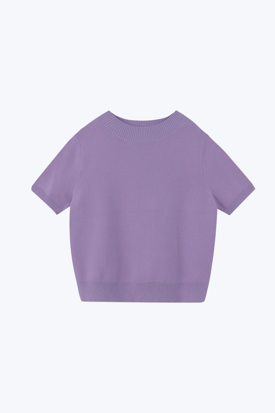 CK000966S KNITTED RIBBED COLLAR TOP LILAC