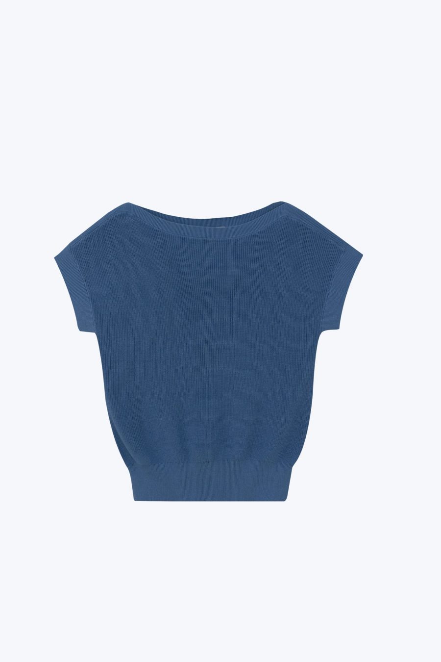 CK001133J Knitted Wide Neck Top DUSTY BLUE