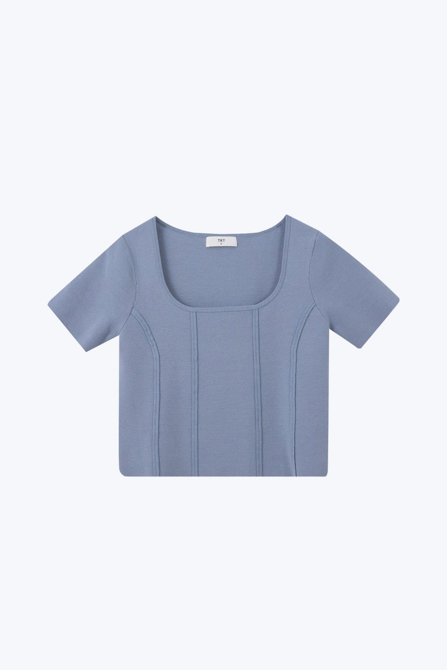 CK001180S Knitted Square Neck Top DUSTY BLUE