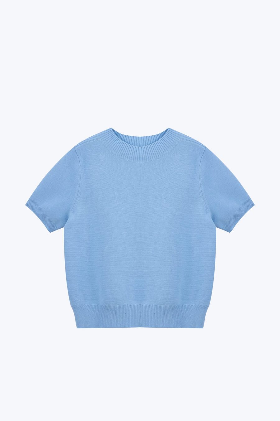 CK000966S KNITTED RIBBED COLLAR TOP DUSTY BLUE
