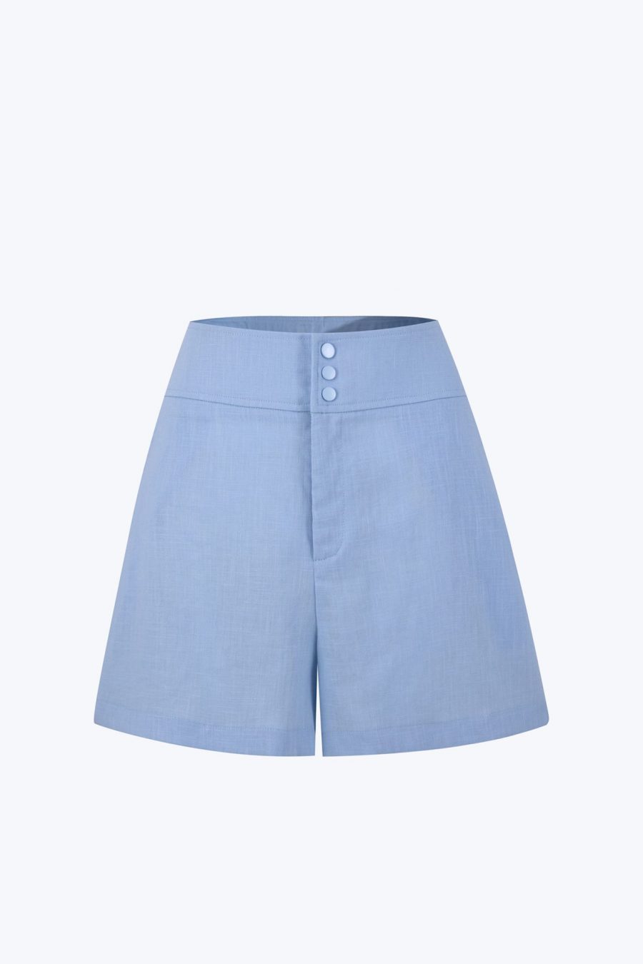 CPS001237A LINEN FRONT FLY SHORTS DUSTY BLUE