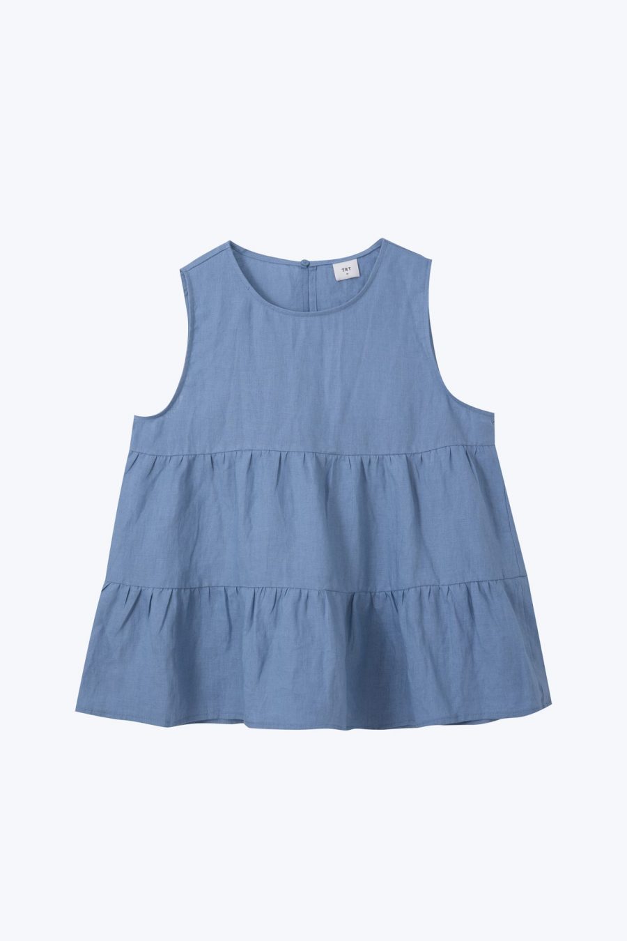 CBV000984H Tiered Sleeveless Blouse DUSTRY BLUE